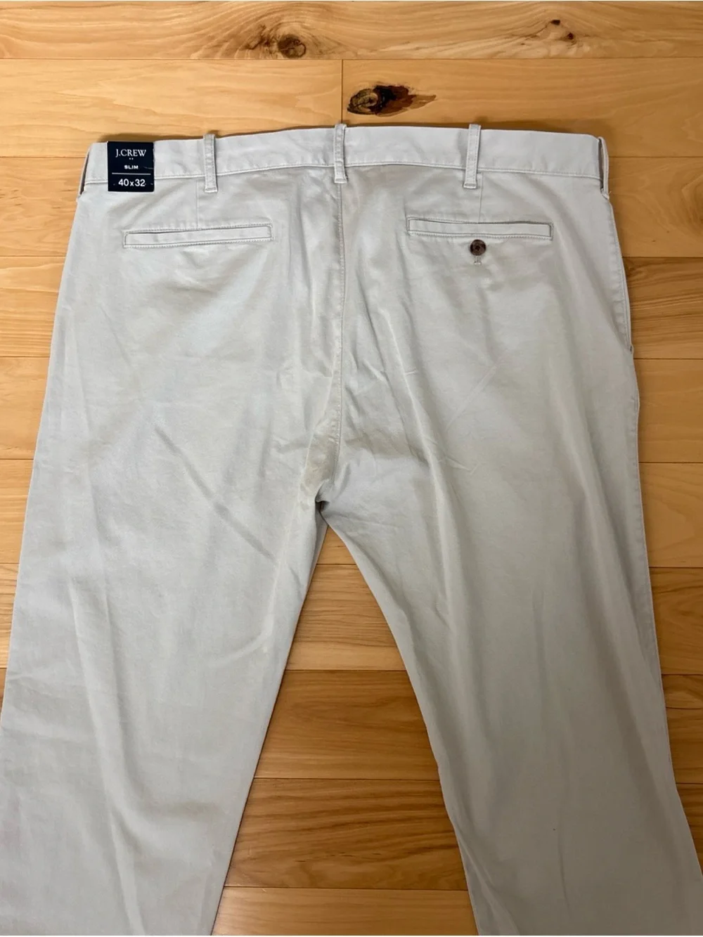 NEW J. Crew Men's Slim Fit, Flat Front Chinos in Stone Size 40X32 Classic
